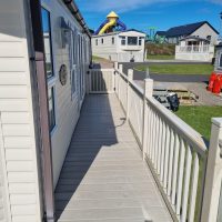 Installing a wooden balcony on a caravan