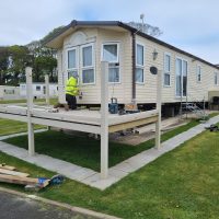 Decking installation for a caravan